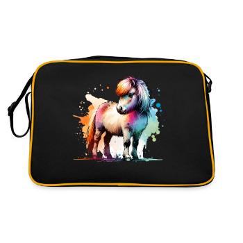 Icelandic Gift Iceland Horses - Retro Bag - black/gold - Back