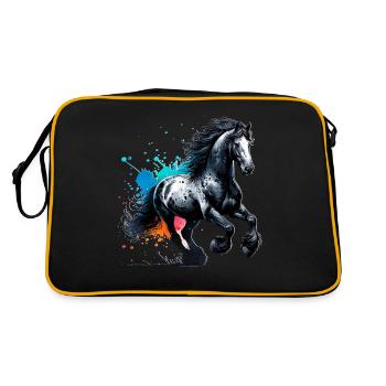 Cheval Frison Cadeau Cheval - Sac Retro - noir/or - Dos