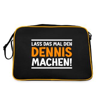Dennis Vorname Dennis Spruch - Retro Tasche - Schwarz/Gold - Hinten