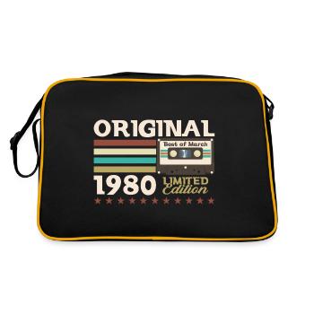 44th Birthday Husband March 1980 Mixtape Cassette - Retro Bag - black/gold - Back