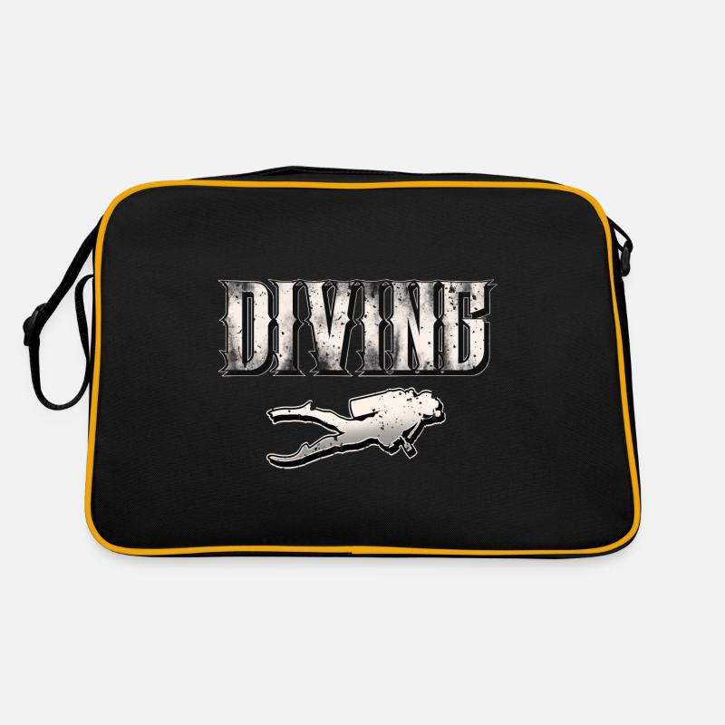 Taucher Tauchen - Retro Tasche - Schwarz/Gold