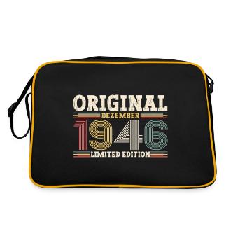 77e anniversaire Original Décembre Né 1946 - Sac Retro - noir/or - Dos