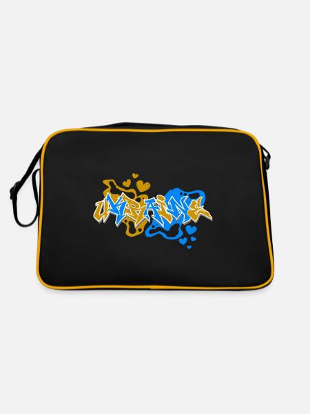 Ukraine Graffiti - Retro Tasche - Schwarz/Gold
