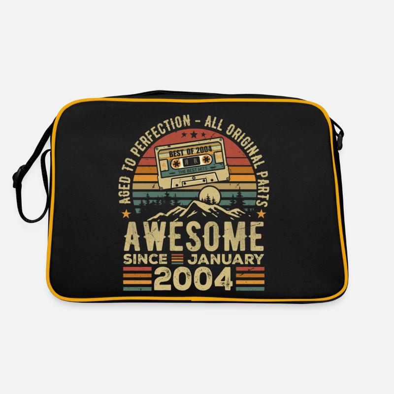 Anniversaire Janvier 2004 | Cadeau Janvier 2004 - Sac Retro - noir/or