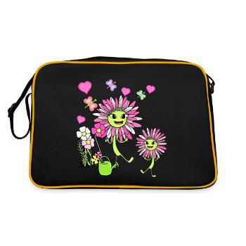 Printemps Été Fleurs Fleur Enfants Enfant Jardin - Sac Retro - noir/or - Dos