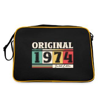 50th Birthday Husband February Vintage 1974 Original - Retro Bag - black/gold - Back