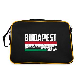 Budapest Ungarn Stadt - Retro Tasche - Schwarz/Gold - Hinten