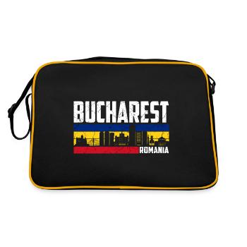 Bukarest Rumänien - Retro Tasche - Schwarz/Gold - Hinten