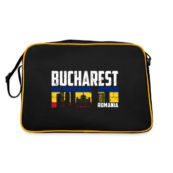 Bukarest Rumänien - Retro Tasche - Schwarz/Gold - Hinten
