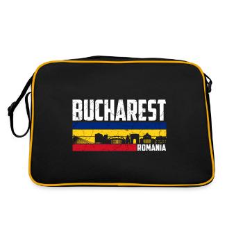 Bukarest Rumänien Stadt Rumänisch - Retro Tasche - Schwarz/Gold - Hinten