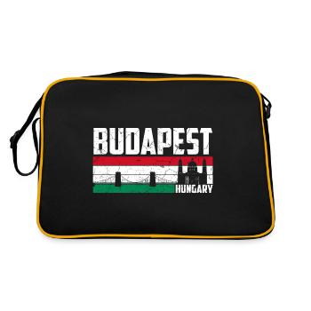 Budapest Ungarn Stadt - Retro Tasche - Schwarz/Gold - Hinten