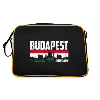Budapest Ungarn Stadt - Retro Tasche - Schwarz/Gold - Hinten