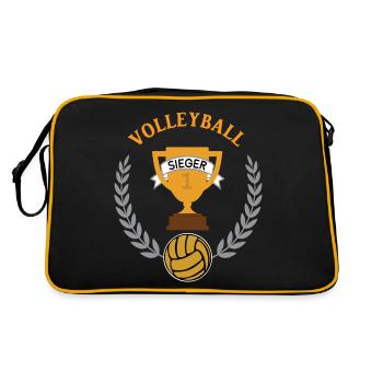 Volleyball Sieger Gewinner Turnier Meisterschaft - Retro Tasche - Schwarz/Gold - Hinten
