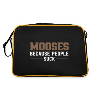 Life is better with moose! Funny moose saying - Retro Bag - black/gold - Back