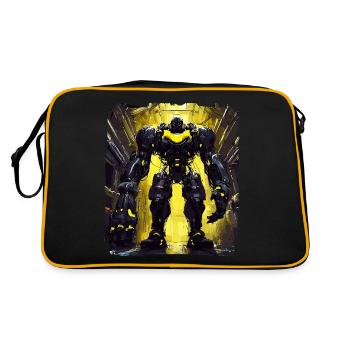 Futuristic Cyberpunk Mech Warrior Sci Fi Robot - Retro Bag - black/gold - Back