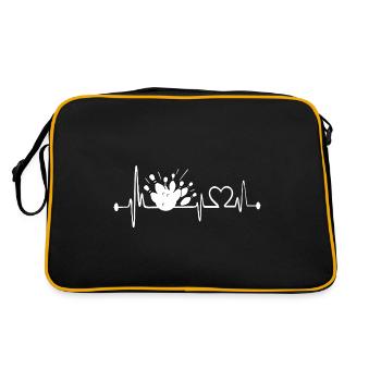 Bowling Herzschlag Bowlingspieler - Retro Tasche - Schwarz/Gold - Hinten