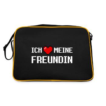J’aime ma copine Red Pixel Heart Pixel Art - Sac Retro - noir/or - Dos