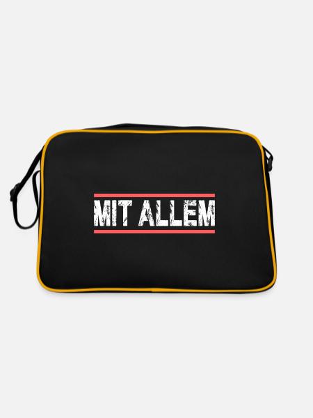 Mit Allem für einen Dönermann - Retro Tasche - Schwarz/Gold - Hinten