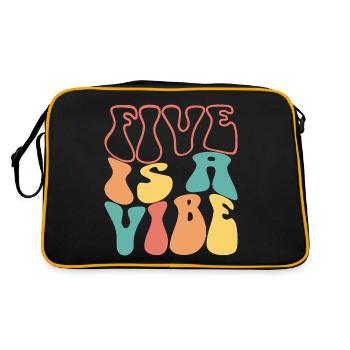 Five Is A Vibe, 5 Jahre alt, Kinder zum 5. Geburtstag - Retro Tasche - Schwarz/Gold - Hinten