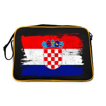 Kroatien Flagge Flagge Frieden Vintage - Retro Tasche - Schwarz/Gold - Hinten