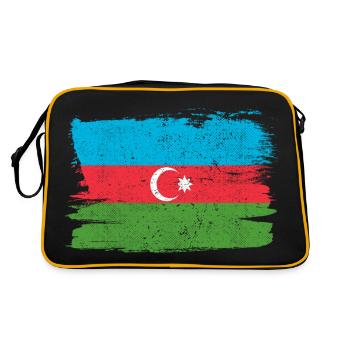 Aserbaidschan Bandiera Aserbaidschanische Flagge Frieden Vintage - Retro Tasche - Schwarz/Gold - Hinten