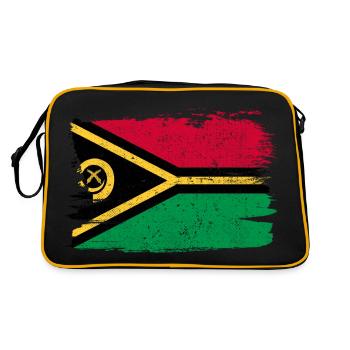 Vanuatu Bandiera Flagge Frieden Vintage - Retro Tasche - Schwarz/Gold - Hinten