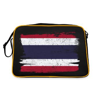 Thailand Flagge Flagge Frieden Vintage - Retro Tasche - Schwarz/Gold - Hinten