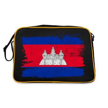 Cambogia Bandiera Cambodge drapeau paix Vintage - Sac Retro - noir/or - Dos