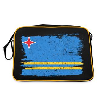 Aruba Bandiera Drapeau Paix Vintage - Sac Retro - noir/or - Dos