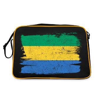 Gabun Flagge Flagge Frieden Vintage - Retro Tasche - Schwarz/Gold - Hinten