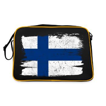 Finnland Flagge Flagge Frieden Vintage - Retro Tasche - Schwarz/Gold - Hinten