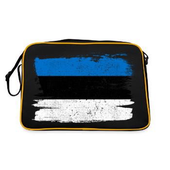 Estland Flagge Flagge Frieden Vintage - Retro Tasche - Schwarz/Gold - Hinten