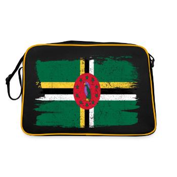 Dominica Flagge Flagge Frieden Vintage - Retro Tasche - Schwarz/Gold - Hinten