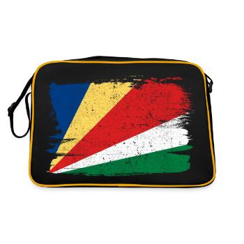 Seychellen Flagge Flagge Frieden Vintage - Retro Tasche - Schwarz/Gold - Hinten