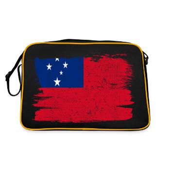 Samoa Flagge Flagge Frieden Vintage - Retro Tasche - Schwarz/Gold - Hinten