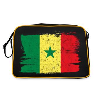 Senegal Flagge Flagge Frieden Vintage - Retro Tasche - Schwarz/Gold - Hinten