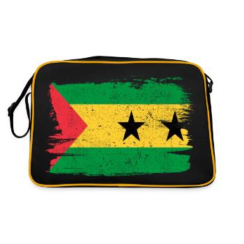 Sao Tomé-et-Príncipe Drapeau Drapeau Paix Vintage - Sac Retro - noir/or - Dos