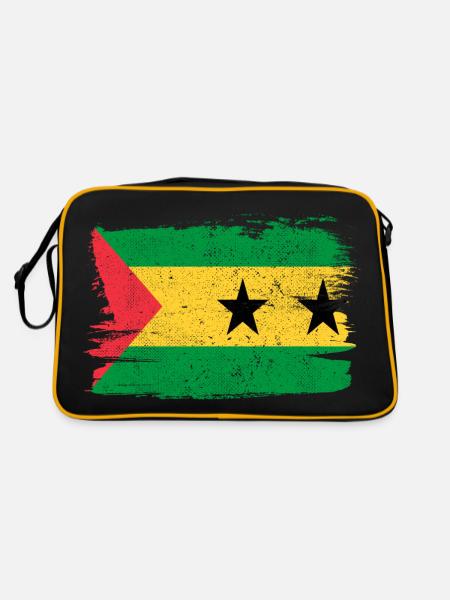 Sao Tomé-et-Príncipe Drapeau Drapeau Paix Vintage - Sac Retro - noir/or - Dos