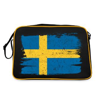 Schweden Flagge Flagge Frieden Vintage - Retro Tasche - Schwarz/Gold - Hinten