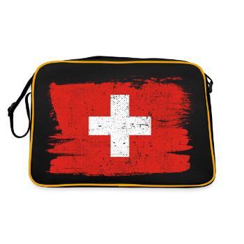Schweiz Flagge Flagge Frieden Vintage - Retro Tasche - Schwarz/Gold - Hinten
