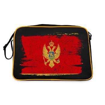 Montenegro Flagge Flagge Frieden Vintage - Retro Tasche - Schwarz/Gold - Hinten