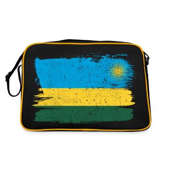 Ruanda Flagge Flagge Frieden Vintage - Retro Tasche - Schwarz/Gold - Hinten