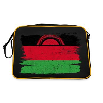 Malawi Flagge Flagge Frieden Vintage - Retro Tasche - Schwarz/Gold - Hinten