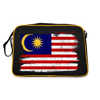 Malaysia Flagge Flagge Frieden Vintage - Retro Tasche - Schwarz/Gold - Hinten