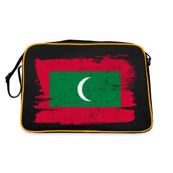Malediven Flagge Flagge Frieden Vintage - Retro Tasche - Schwarz/Gold - Hinten