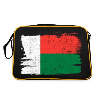 Madagaskar Flagge Flagge Frieden Vintage - Retro Tasche - Schwarz/Gold - Hinten