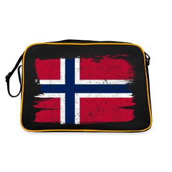 Norwegen Flagge Flagge Frieden Vintage - Retro Tasche - Schwarz/Gold - Hinten