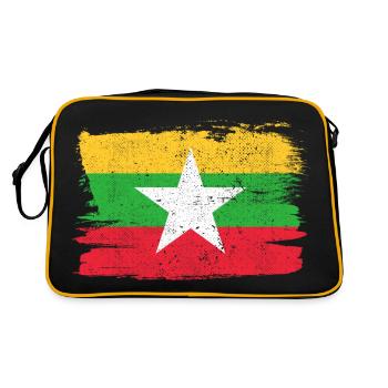 Myanmar Burma Flag Flag Peace Vintage - Retro Bag - black/gold - Back