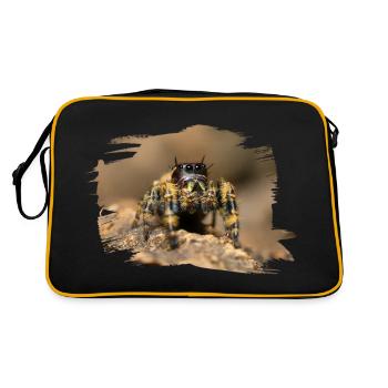 phidippus otiosus jumping spider, spring spinne - Retro Tasche - Schwarz/Gold - Hinten
