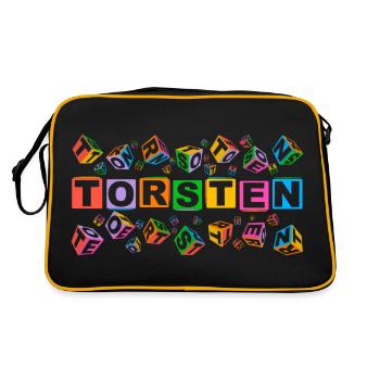 TORSTEN colourful cubes - Retro Tasche - Schwarz/Gold - Hinten